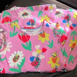 Mini Boden Pink Floral & Bug Print Kids Dress